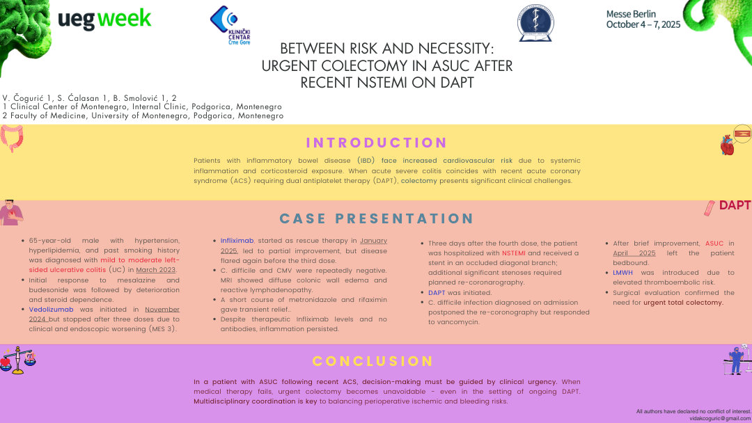 BETWEEN RISK AND NECESSITY: URGENT COLECTOMY IN ASUC AFTER RECENT NSTEMI ON DAPT