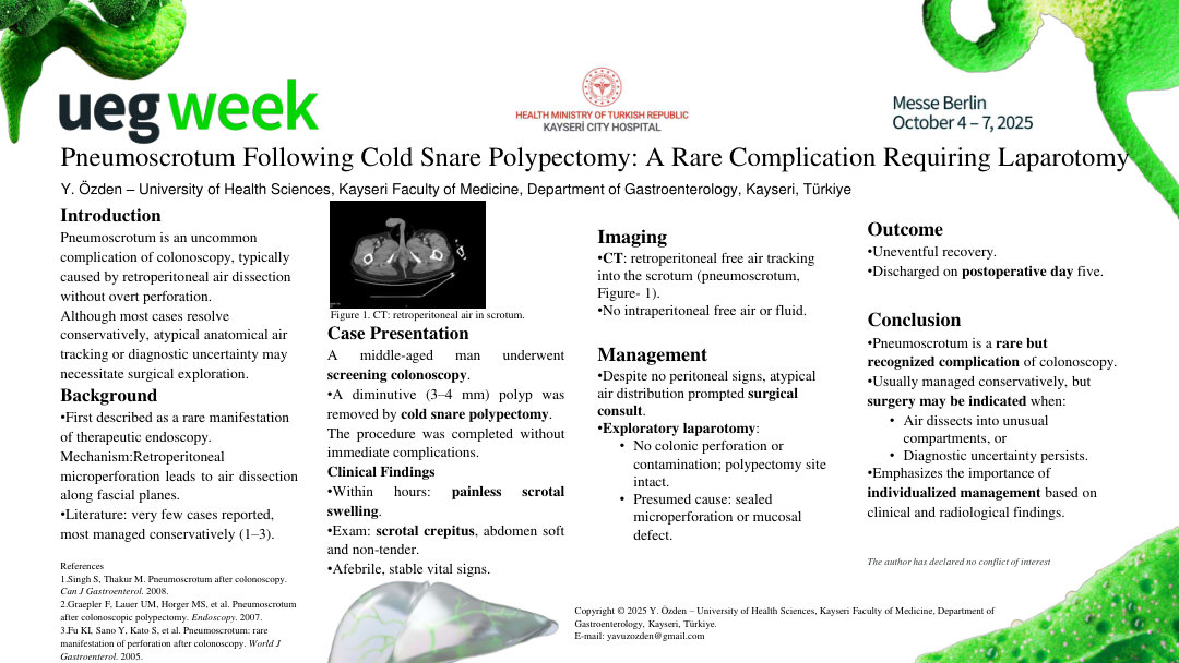 PNEUMOSCROTUM AFTER COLONOSCOPIC POLYPECTOMY: A RARE COMPLICATION LEADING TO LAPAROTOMY
