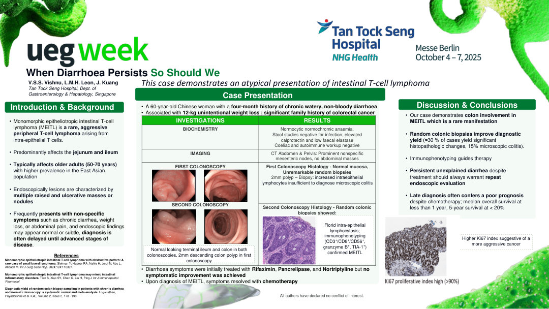 WHEN DIARRHOEA PERSISTS, SO SHOULD WE - AN ATYPICAL PRESENTATION OF INTESTINAL T-CELL LYMPHOMA