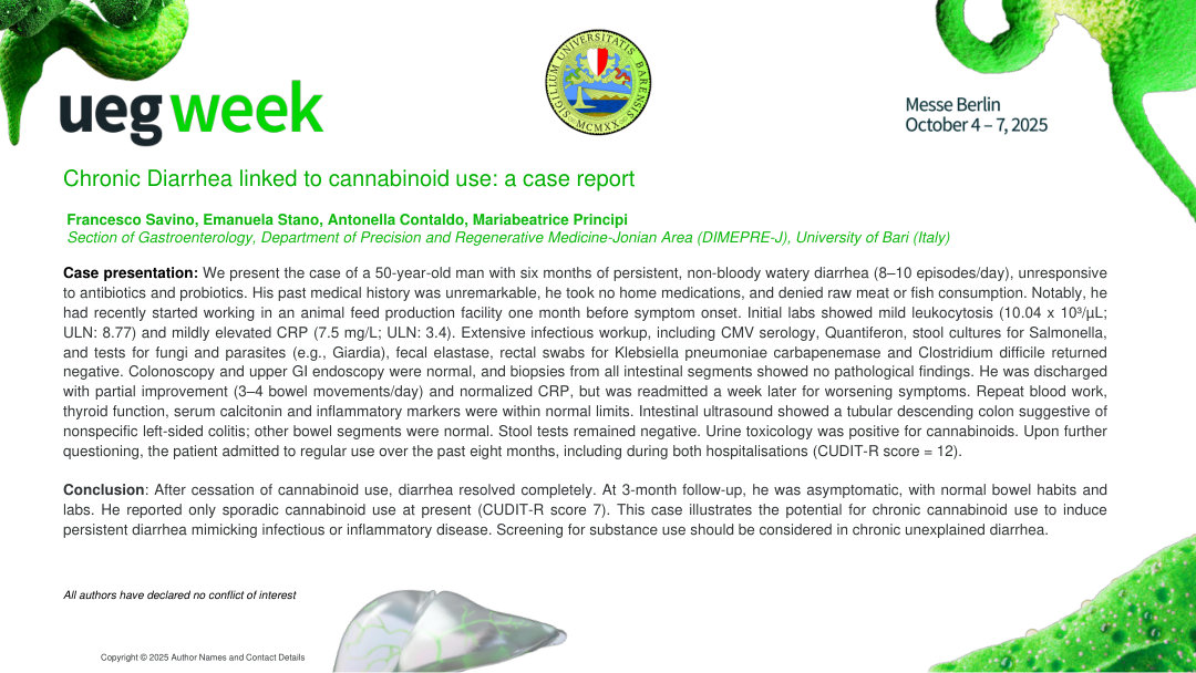 CHRONIC DIARRHEA LINKED TO CANNABINOID USE: A CASE REPORT