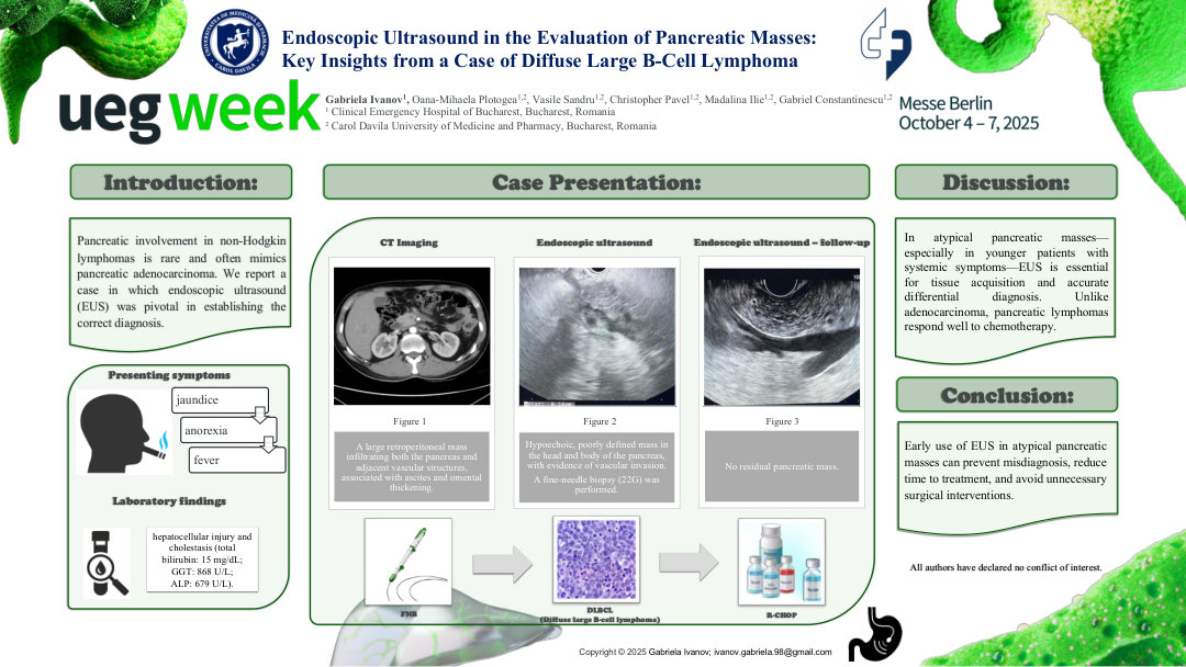 ENDOSCOPIC ULTRASOUND IN THE EVALUATION OF PANCREATIC MASSES: KEY INSIGHTS FROM A CASE OF DIFFUSE LARGE B-CELL LYMPHOMA
