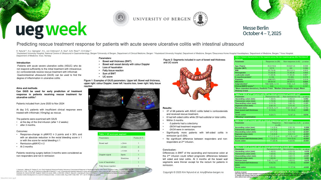 PREDICTING RESCUE TREATMENT RESPONSE FOR PATIENTS WITH ACUTE SEVERE ULCERATIVE COLITIS WITH INTESTINAL ULTRASOUND