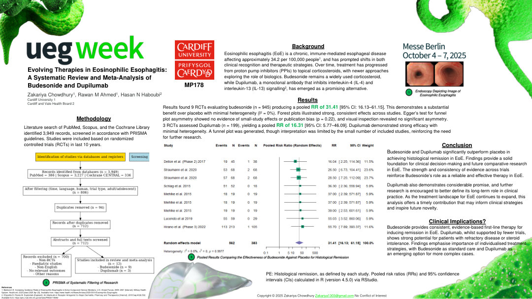 EVOLVING THERAPIES IN EOSINOPHILIC OESOPHAGITIS: A SYSTEMATIC REVIEW AND META-ANALYSIS OF BUDESONIDE AND DUPILUMAB