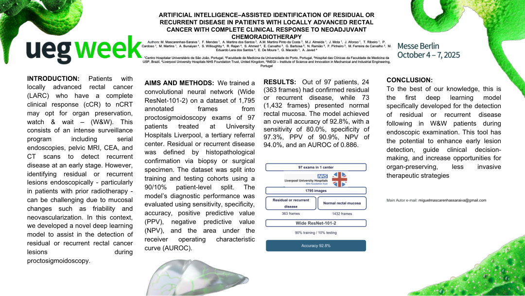 ARTIFICIAL INTELLIGENCE–ASSISTED IDENTIFICATION OF RESIDUAL OR RECURRENT DISEASE IN PATIENTS WITH LOCALLY ADVANCED RECTAL CANCER WITH COMPLETE CLINICAL RESPONSE TO NEOADJUVANT CHEMORADIOTHERAPY