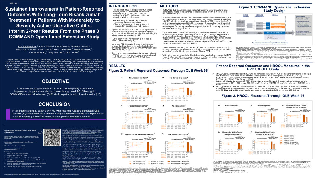 SUSTAINED IMPROVEMENT IN PATIENT-REPORTED OUTCOMES WITH LONG-TERM RISANKIZUMAB TREATMENT IN PATIENTS WITH MODERATELY TO SEVERELY ACTIVE ULCERATIVE COLITIS: INTERIM 2-YEAR RESULTS FROM THE PHASE 3 COMMAND OPEN-LABEL EXTENSION STUDY