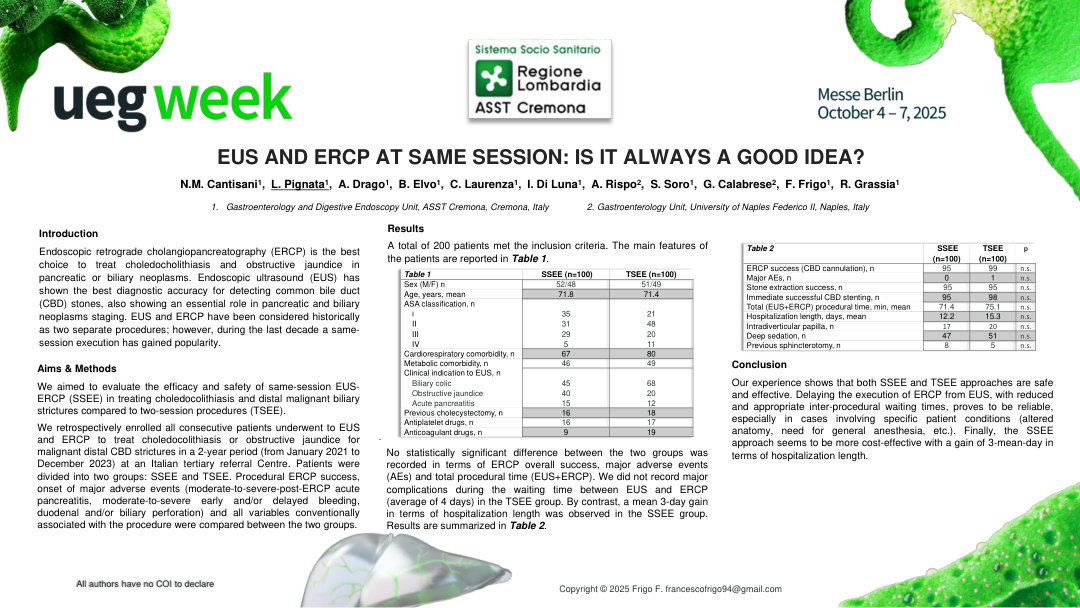 EUS AND ERCP AT SAME SESSION: IS IT ALWAYS A GOOD IDEA?