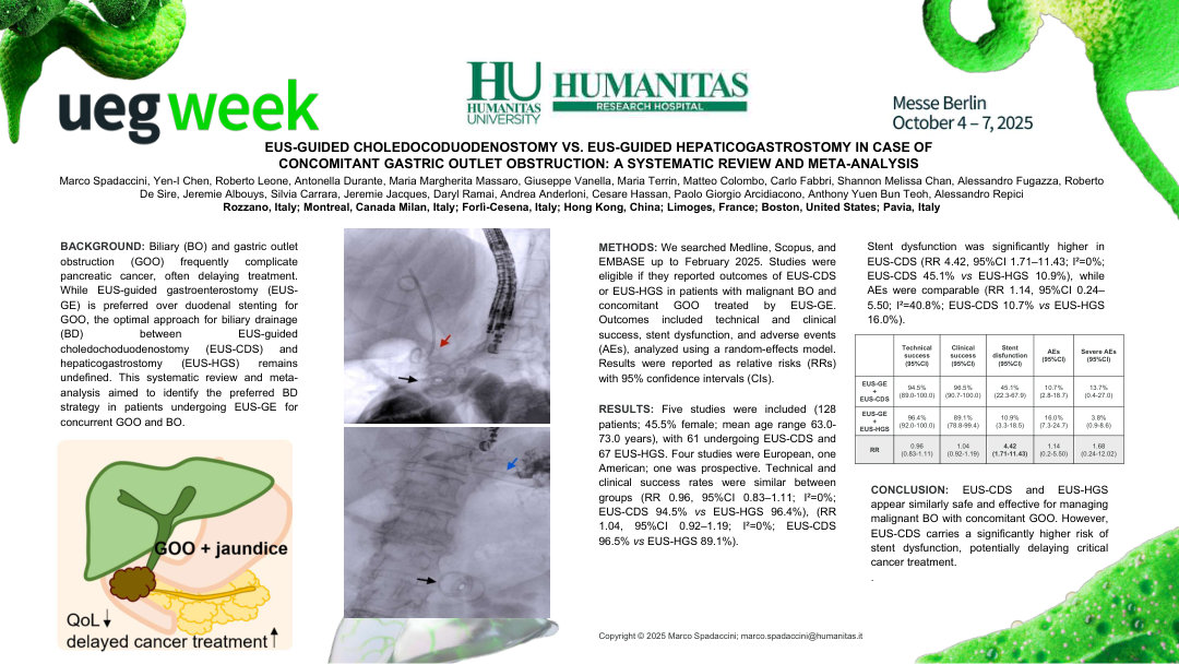 EUS-GUIDED CHOLEDOCODUODENOSTOMY VS. EUS-GUIDED HEPATICOGASTROSTOMY IN CASE OF CONCOMITANT GASTRIC OUTLET OBSTRUCTION: A SYSTEMATIC REVIEW AND META-ANALYSIS