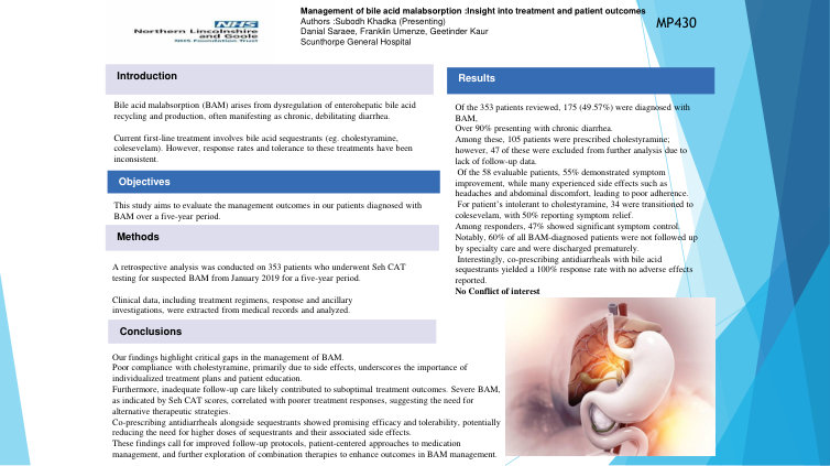 MANAGEMENT OF BILE ACID MALABSORPTION: INSIGHTS INTO TREATMENT AND PATIENT OUTCOMES