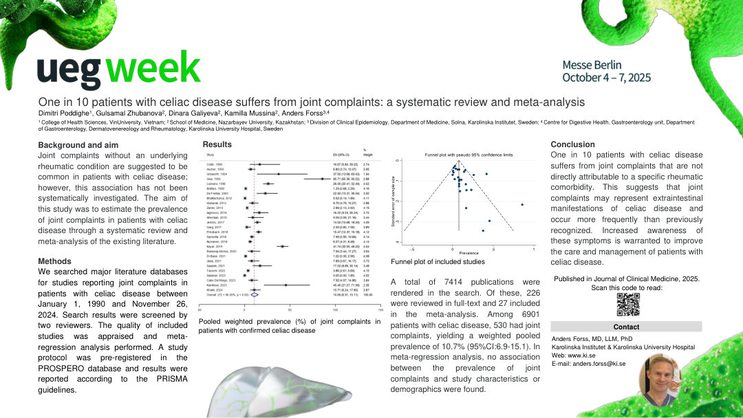 ONE IN 10 PATIENTS WITH CELIAC DISEASE SUFFERS FROM JOINT COMPLAINTS: A SYSTEMATIC REVIEW AND META-ANALYSIS