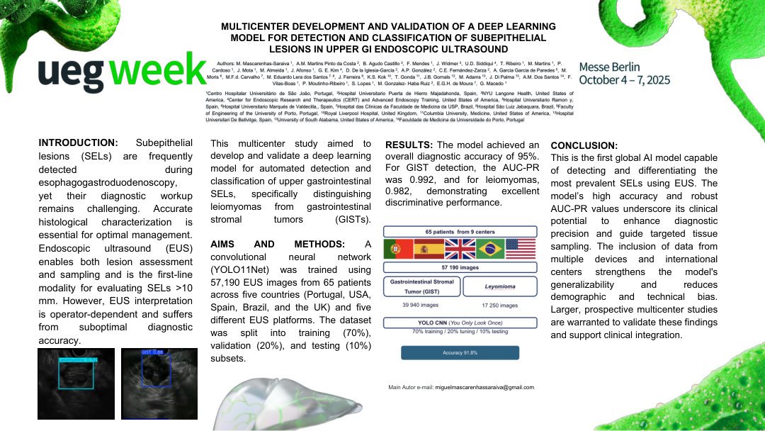 MULTICENTER DEVELOPMENT AND VALIDATION OF A DEEP LEARNING MODEL FOR DETECTION AND CLASSIFICATION OF SUBEPITHELIAL LESIONS IN UPPER GI ENDOSCOPIC ULTRASOUND