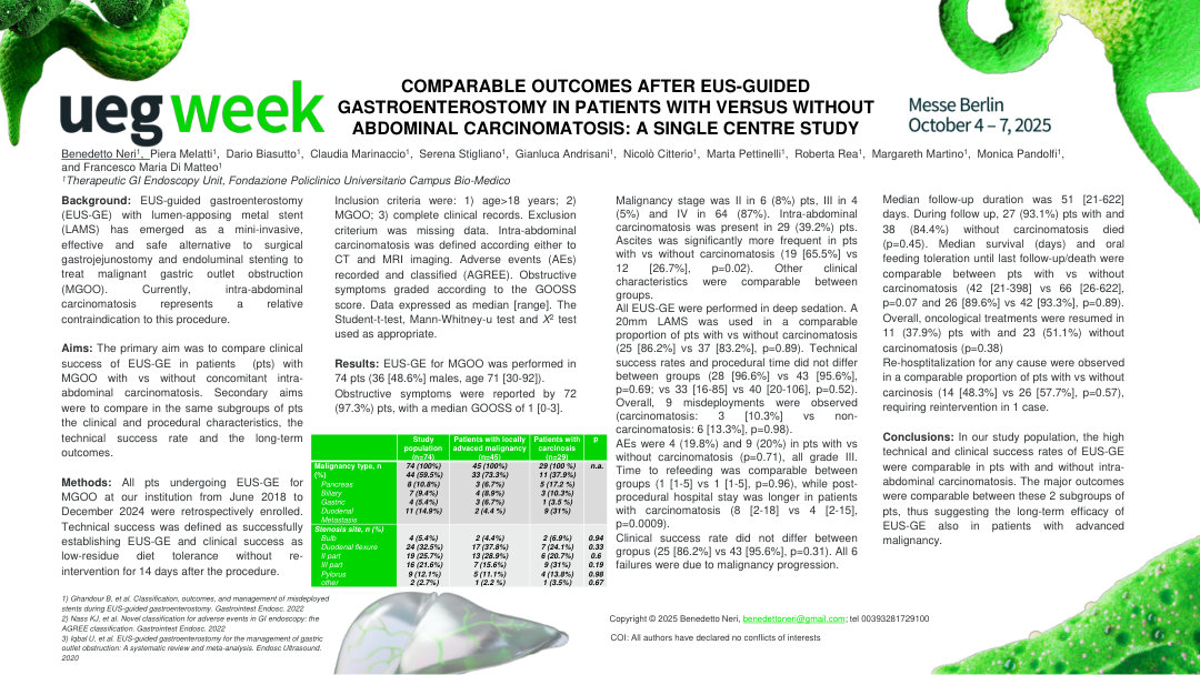 COMPARABLE OUTCOMES AFTER EUS-GUIDED GASTROENTEROSTOMY IN PATIENTS WITH VERSUS WITHOUT ABDOMINAL CARCINOMATOSIS: A SINGLE CENTRE STUDY