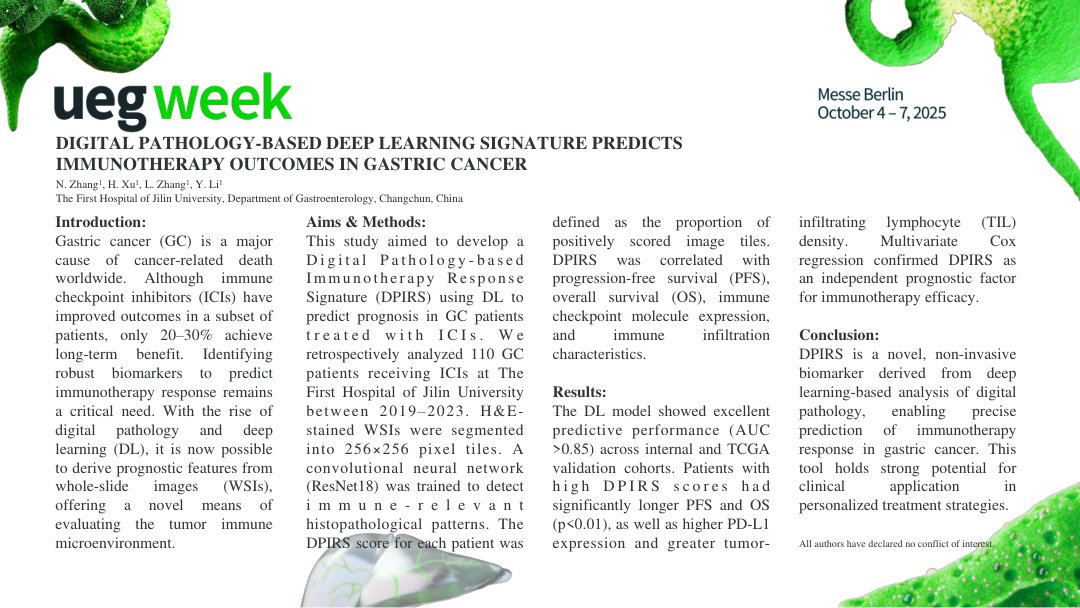 DIGITAL PATHOLOGY-BASED DEEP LEARNING SIGNATURE PREDICTS IMMUNOTHERAPY OUTCOMES IN GASTRIC CANCER