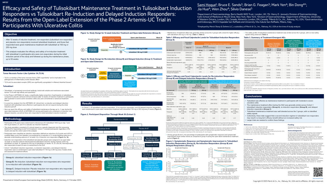 EFFICACY AND SAFETY OF TULISOKIBART MAINTENANCE TREATMENT IN TULISOKIBART INDUCTION RESPONDERS VERSUS TULISOKIBART RE-INDUCTION AND DELAYED INDUCTION RESPONDERS: RESULTS FROM THE OPEN-LABEL EXTENSION OF THE PHASE 2 ARTEMIS-UC TRIAL IN PATIENTS WITH ULCERA