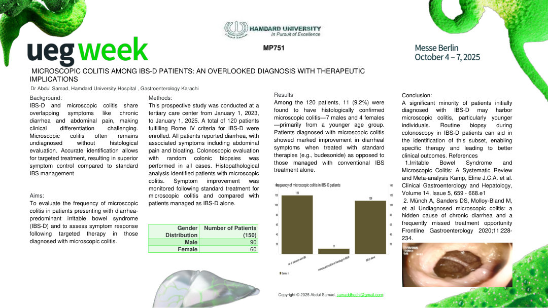 MICROSCOPIC COLITIS AMONG IBS-D PATIENTS: AN OVERLOOKED DIAGNOSIS WITH THERAPEUTIC IMPLICATIONS"