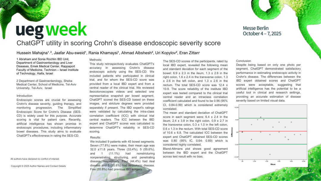 CHATGPT UTILITY IN SCORING CROHN’S DISEASE ENDOSCOPIC SEVERITY OF CROHN’S DISEASE PATIENTS