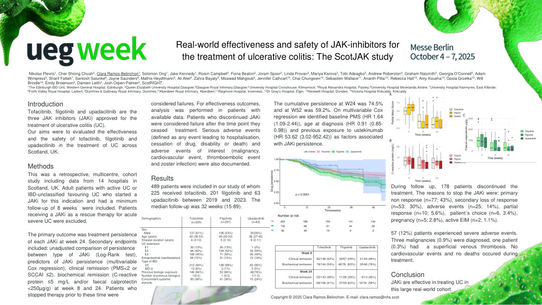 REAL-WORLD EFFECTIVENESS AND SAFETY OF JAK-INHIBITORS FOR THE TREATMENT OF ULCERATIVE COLITIS: THE SCOTJAK STUDY