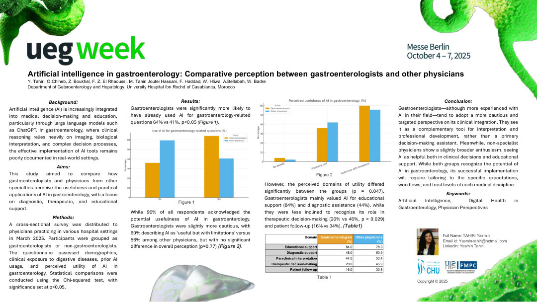 ARTIFICIAL INTELLIGENCE IN GASTROENTEROLOGY: COMPARATIVE PERCEPTION BETWEEN GASTROENTEROLOGISTS AND OTHER PHYSICIANS