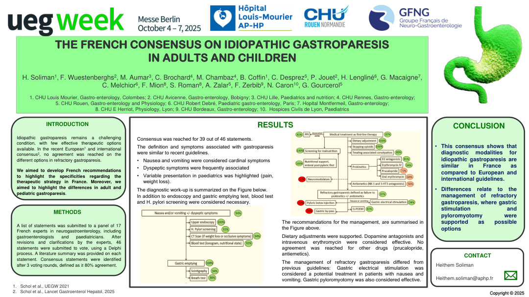 THE FRENCH CONSENSUS ON IDIOPATHIC GASTROPARESIS IN ADULTS AND CHILDREN
