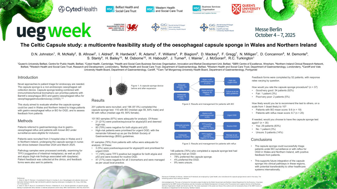 THE CELTIC CAPSULE STUDY: A MULTICENTRE FEASIBILITY STUDY OF THE OESOPHAGEAL CAPSULE SPONGE IN WALES AND NORTHERN IRELAND