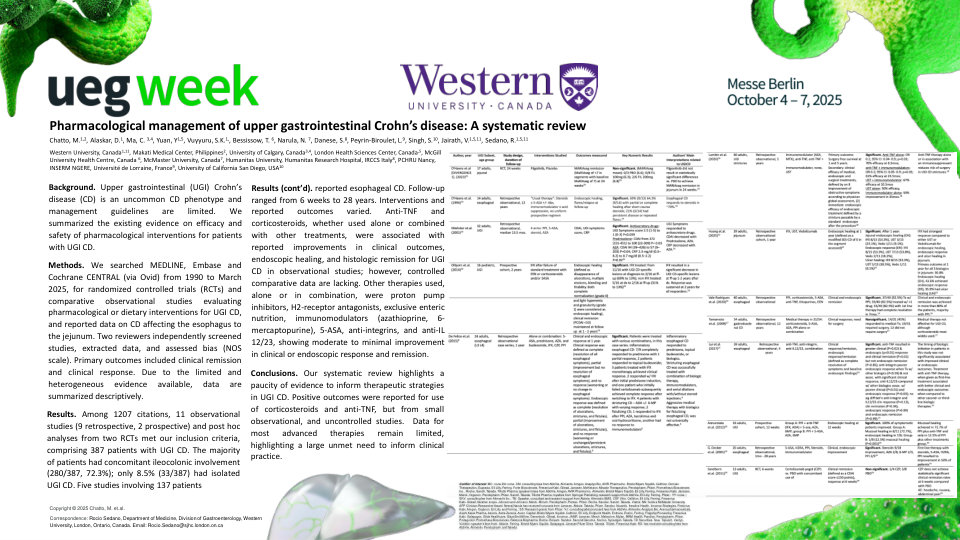 PHARMACOLOGICAL AND DIETARY INTERVENTIONS FOR THE MANAGEMENT OF UPPER GASTROINTESTINAL CROHN’S DISEASE: A SYSTEMATIC REVIEW