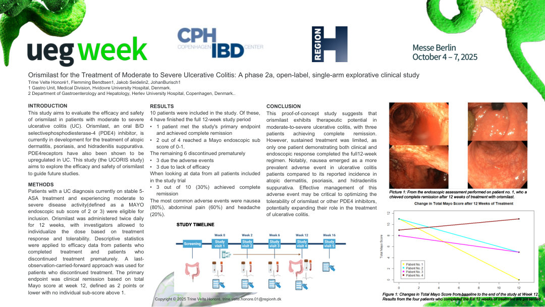 ORISMILAST FOR THE TREATMENT OF MODERATE TO SEVERE ULCERATIVE COLITIS: A PROOF OF CONCEPT TRIAL