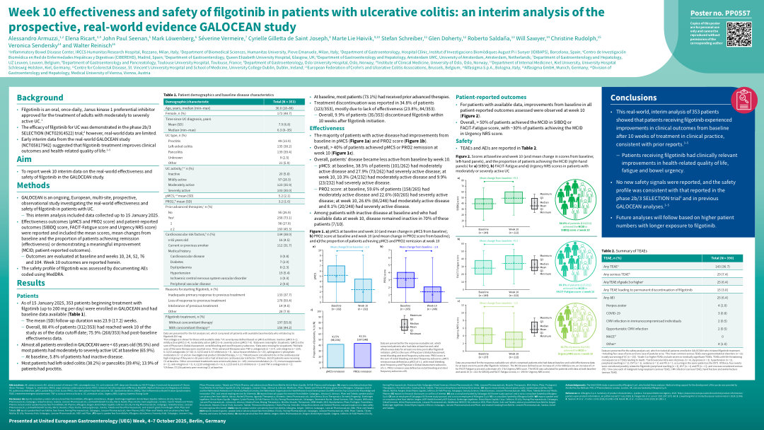 WEEK 10 EFFECTIVENESS AND SAFETY OF FILGOTINIB IN PATIENTS WITH ULCERATIVE COLITIS: AN INTERIM ANALYSIS OF THE PROSPECTIVE, REAL-WORLD EVIDENCE GALOCEAN STUDY