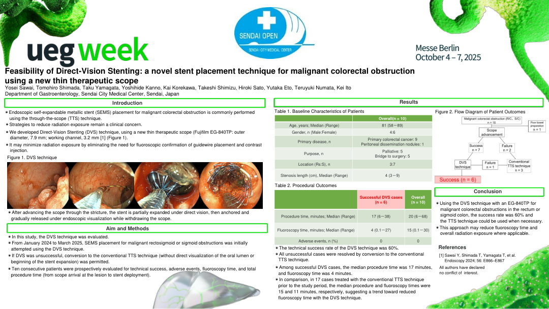 FEASIBILITY OF DIRECT-VISION STENTING: A NOVEL STENT PLACEMENT TECHNIQUE FOR MALIGNANT COLORECTAL OBSTRUCTION USING A NEW THIN THERAPEUTIC SCOPE