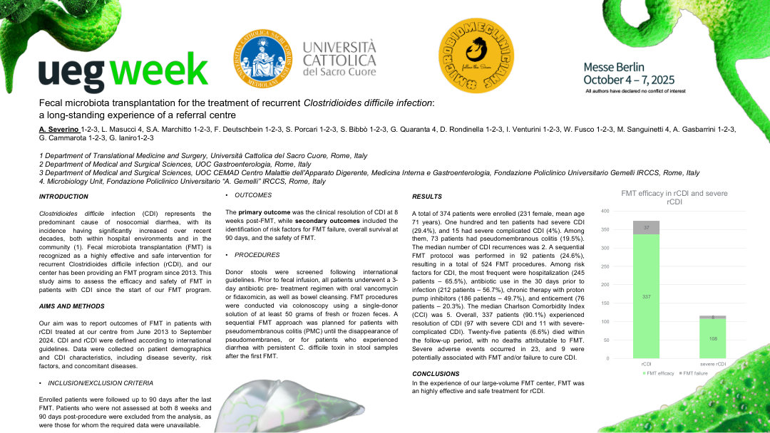 FECAL MICROBIOTA TRANSPLANTATION FOR THE TREATMENT OF RECURRENT CLOSTRIDIOIDES DIFFICILE INFECTION: A LONG STANDING EXPERIENCE OF A REFERRAL CENTRE
