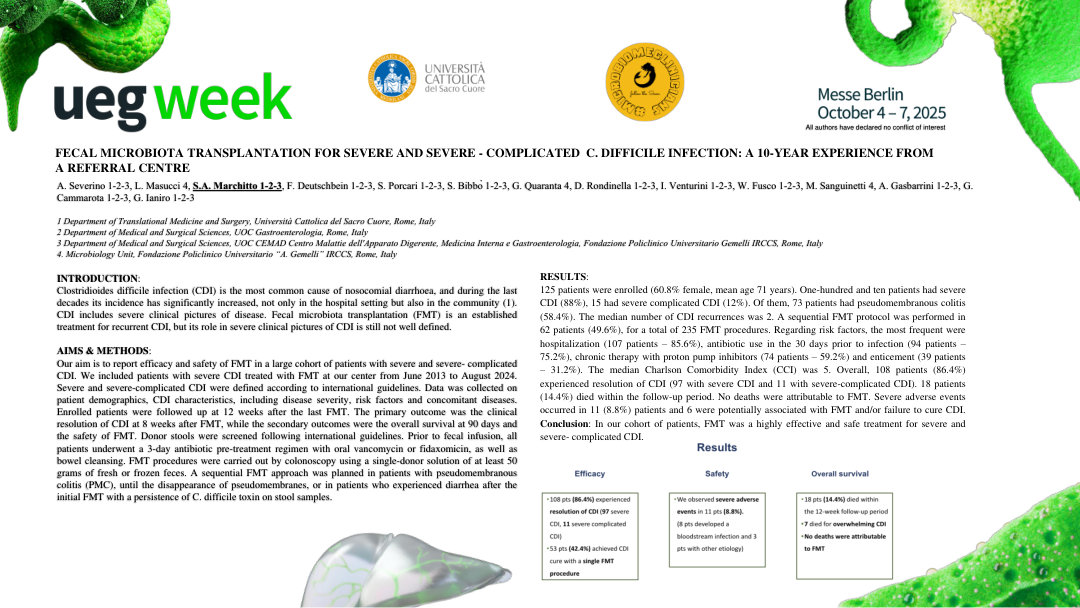 FECAL MICROBIOTA TRANSPLANTATION FOR SEVERE AND SEVERE - COMPLICATED C. DIFFICILE INFECTION: A 10-YEAR EXPERIENCE FROM A REFERRAL CENTRE
