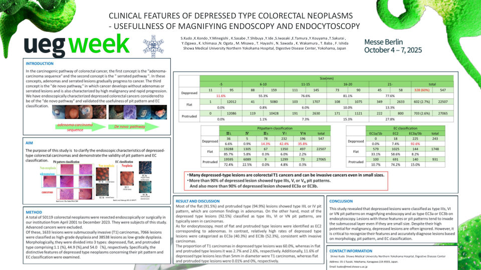 CLINICAL FEATURES OF DEPRESSED TYPE COLORECTAL NEOPLASMS AND USEFULLNESS OF MAGNIFYING ENDOSCOPY AND ENDOCYTOSCOPY