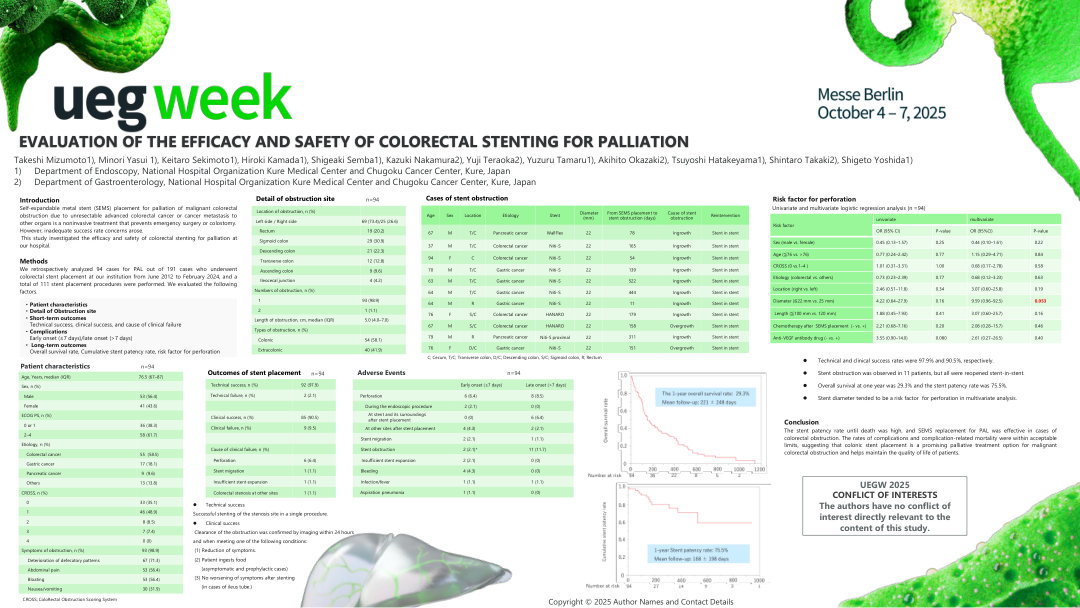 EVALUATION OF THE EFFICACY AND SAFETY OF COLORECTAL STENTING FOR PALLIATION