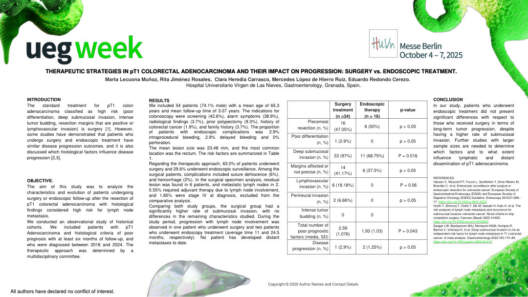 THERAPEUTIC STRATEGIES IN PT1 COLORECTAL ADENOCARCINOMA AND THEIR IMPACT ON PROGRESSION: SURGERY VS. ENDOSCOPIC TREATMENT