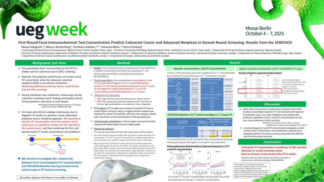 FIRST-ROUND FECAL IMMUNOCHEMICAL TEST CONCENTRATION PREDICTS COLORECTAL CANCER AND ADVANCED NEOPLASIA IN SECOND-ROUND SCREENING: RESULTS FROM THE SCREESCO