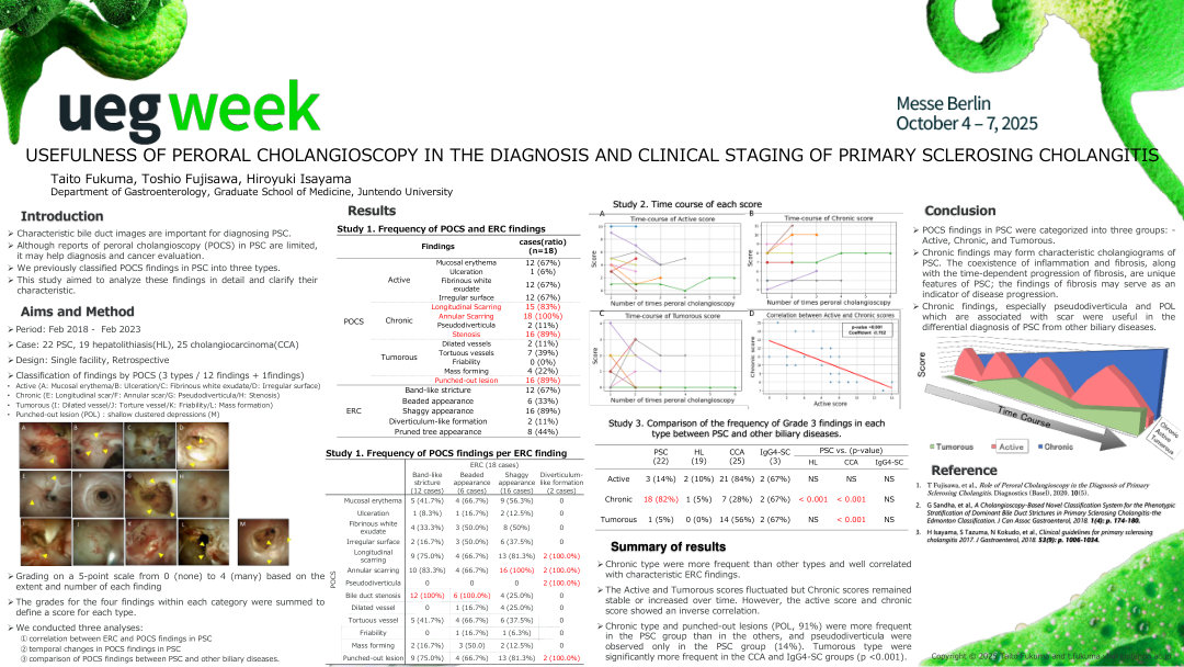 USEFULNESS OF PERORAL CHOLANGIOSCOPY IN THE DIAGNOSIS AND CLINICAL STAGING OF PRIMARY SCLEROSING CHOLANGITIS