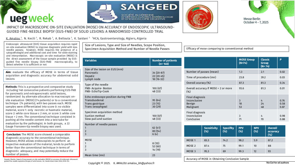 IMPACT OF MACROSCOPIC ON-SITE EVALUATION (MOSE) ON ACCURACY OF ENDOSCOPIC ULTRASOUND-GUIDED FINE-NEEDLE BIOPSY (EUS-FNB) OF SOLID LESIONS: A RANDOMISED CONTROLLED TRIAL.