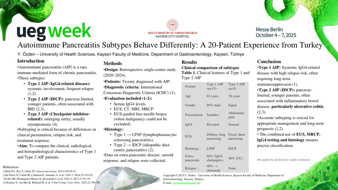 AUTOIMMUNE PANCREATITIS SUBTYPES BEHAVE DIFFERENTLY: A 20-PATIENT EXPERIENCE FROM TURKEY
