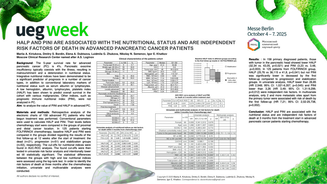 HALP AND PINI ARE ASSOCIATED WITH THE NUTRITIONAL STATUS AND ARE INDEPENDENT RISK FACTORS OF DEATH IN ADVANCED PANCREATIC CANCER PATIENTS