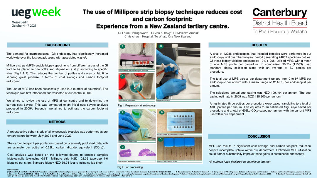 THE USE OF MILLIPORE STRIP BIOPSY TECHNIQUE REDUCES FINANCIAL AND CARBON COSTS. EXPERIENCE FROM A NEW ZEALAND TERTIARY CENTRE