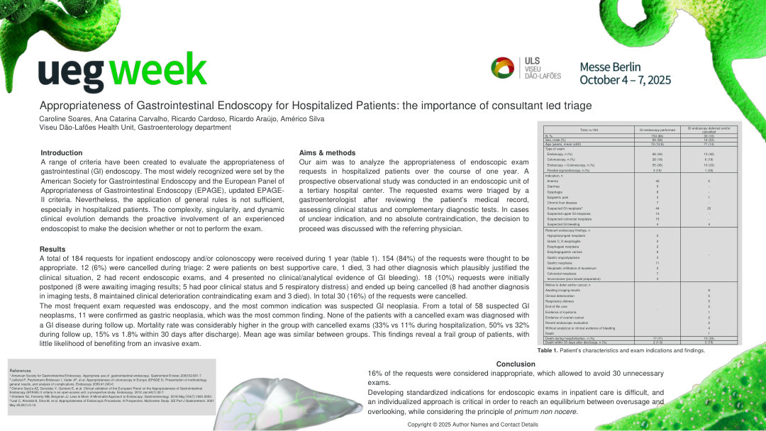 APPROPRIATENESS OF GASTROINTESTINAL ENDOSCOPY FOR HOSPITALIZED PATIENTS: THE IMPORTANCE OF CONSULTANT LED TRIAGE