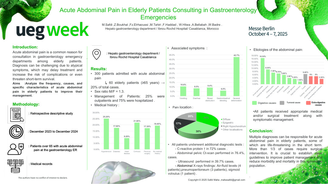ACUTE ABDOMINAL PAIN IN ELDERLY PATIENTS CONSULTING IN GASTROENTEROLOGY EMERGENCIES