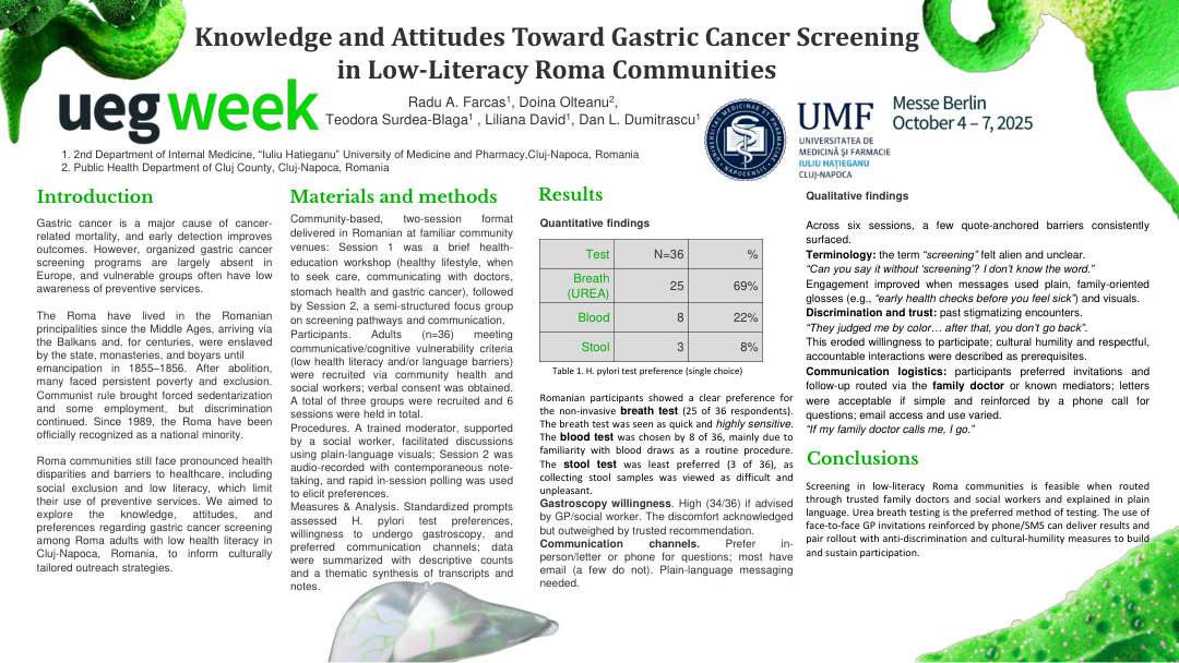 KNOWLEDGE AND ATTITUDES TOWARD GASTRIC CANCER SCREENING IN A LOW-LITERACY ROMA COMMUNITY
