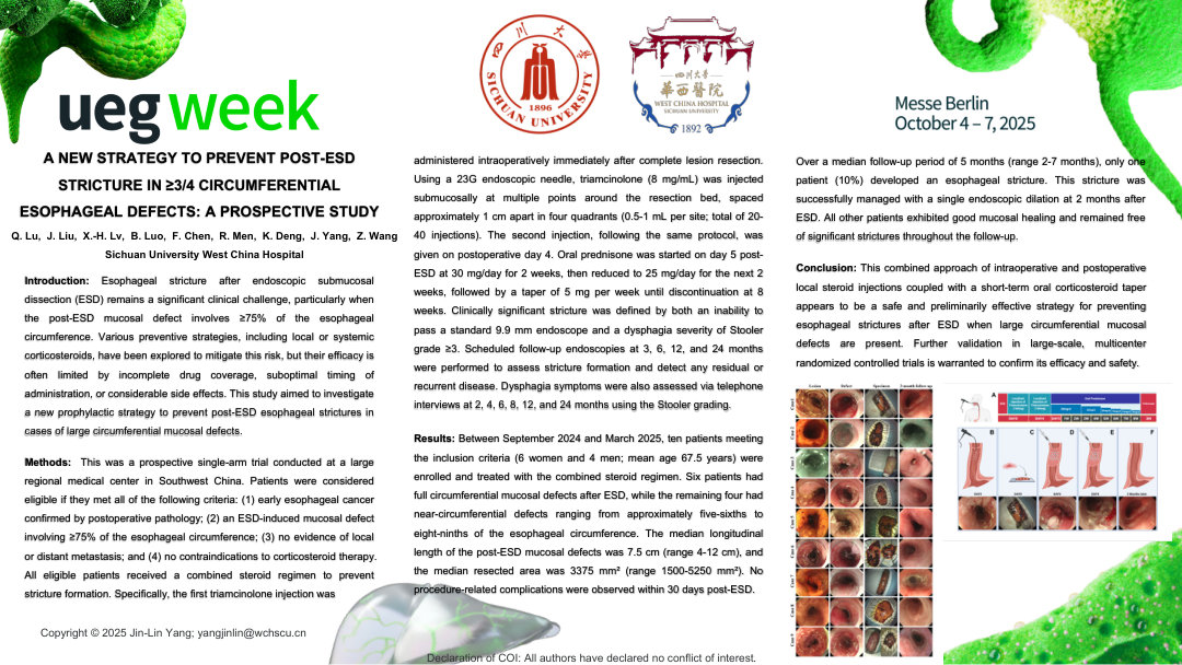 A NEW STRATEGY TO PREVENT POST-ESD STRICTURE IN ≥3/4 CIRCUMFERENTIAL ESOPHAGEAL DEFECTS: A PROSPECTIVE STUDY